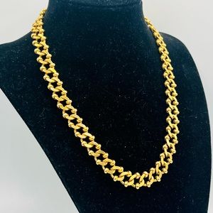 Vintage gold tone unique chain necklace thick heavy 17” 1980s